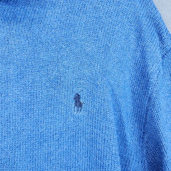 Polo Ralph Lauren Mens Sweater Extra Large Blue Henley Mock Neck Cotton Office - Picture 9 of 14